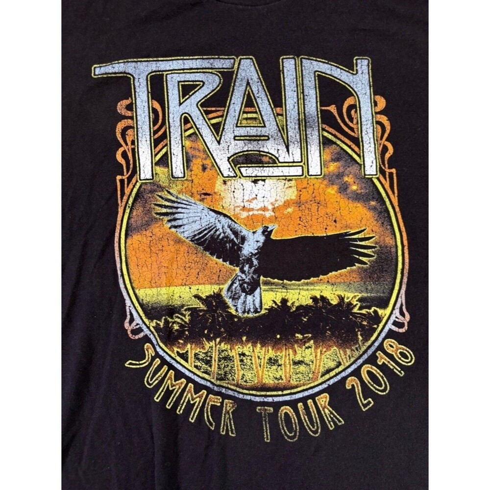 Train Band Black T-Shirt | Men's Large 2018 Tour Y2K Music Memorabilia